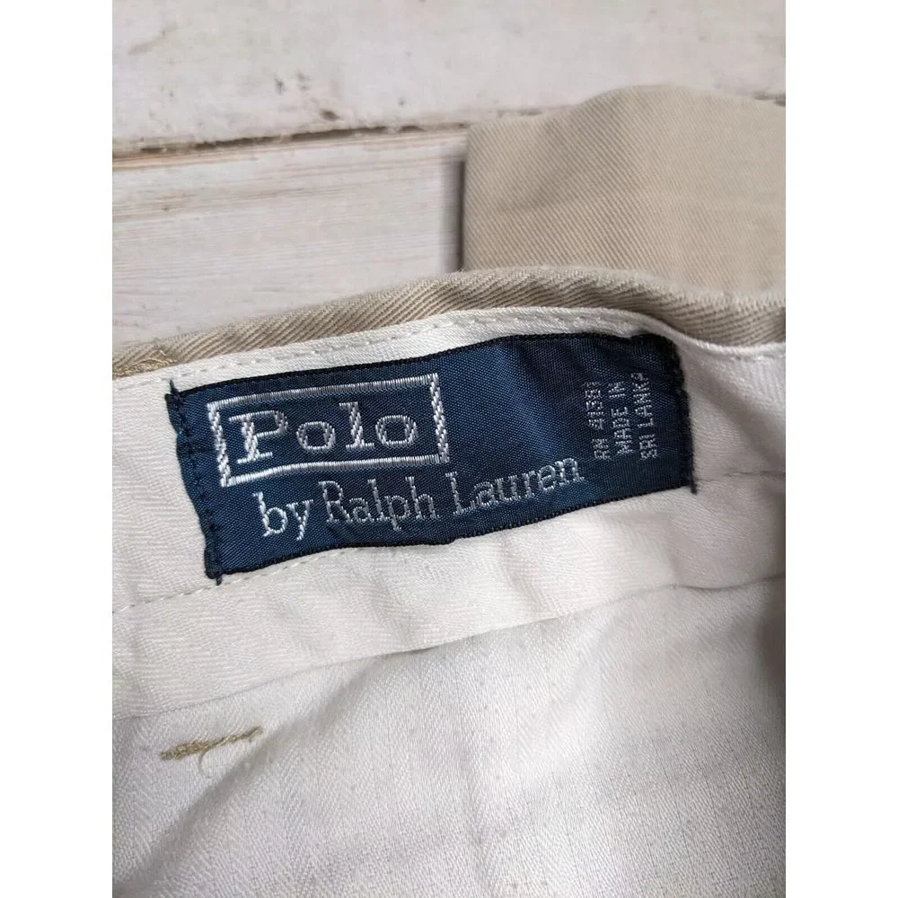 Polo Ralph Lauren Chino Pants 36x32 Beige Tan Classic Fit Flat Front 5 pocket‎